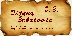 Dijana Bubalović vizit kartica